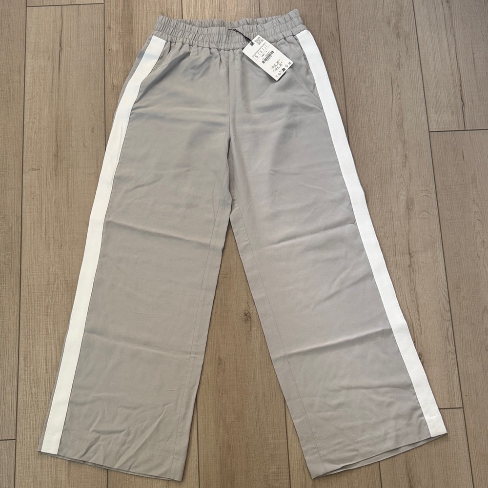 Zara side stripe wide leg pants size small NWT